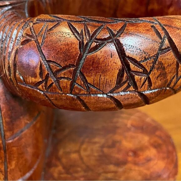 Hand Carved Wooden Turtle Wine Bottle Holder - Picture 12 of 15